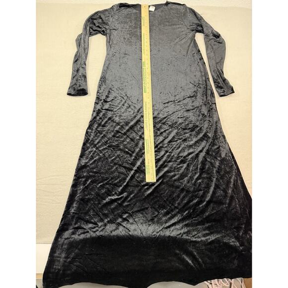 EILEEN FISHER Black Velvet Long Sleeve Maxi Dress Size Small Holiday - Picture 7 of 14
